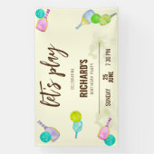 水彩テーマピックルボールスポーツバースデーパーティー 横断幕 (縦)