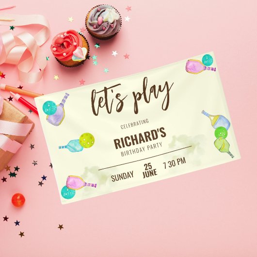 水彩テーマピックルボールスポーツバースデーパーティー 横断幕