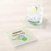 水彩テーマピックルボールライトバースデーパーティー ガラスコースター (アングル)