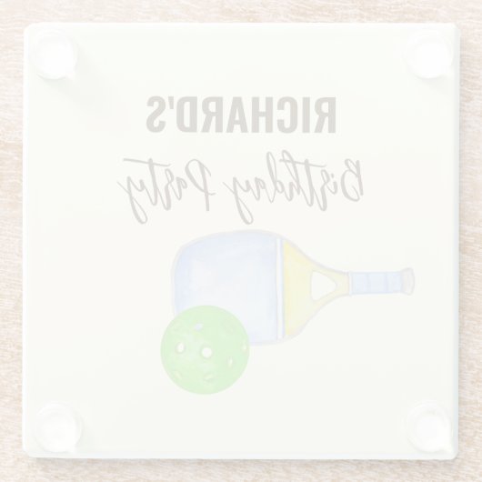 水彩テーマピックルボールライトバースデーパーティー ガラスコースター (裏面)