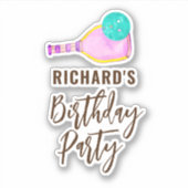水彩テーマピックルボールライトバースデーパーティー シール (正面)