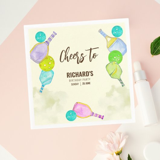 水彩テーマピックルボールライトバースデーパーティー スタンダードカクテルナプキン