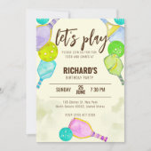 水彩テーマピックルボールライトバースデーパーティー 招待状 (正面)