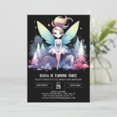 水彩テーマ妖精誕生日 招待状 (スタンド正面)