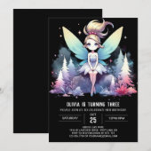 水彩テーマ妖精誕生日 招待状 (正面/裏面)