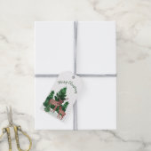 水彩ディアクリスマス ギフトタグ (より糸付き)