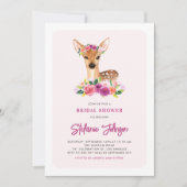 水彩ディアパープルフラワーズブライダルシャワー 招待状 (正面)