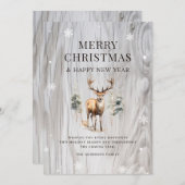 水彩ディアフォレストウッドスノーフレーク シーズンカード (正面/裏面)
