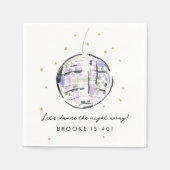 水彩ディスコボール誕生日パーティー スタンダードカクテルナプキン (正面)