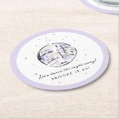 水彩ディスコボール誕生日パーティー ラウンドペーパーコースター (アングル)