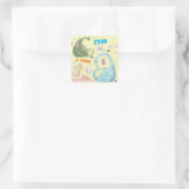 水彩ディノパーティー子供の誕生日 スクエアシール (バッグ)