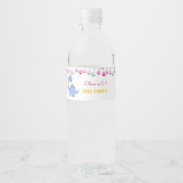 水彩ディノパーティー子供の誕生日 ペットボトルラベル