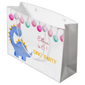 水彩ディノパーティー子供の誕生日 ラージペーパーバッグ (裏面アングル)