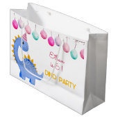 水彩ディノパーティー子供の誕生日 ラージペーパーバッグ (正面アングル)