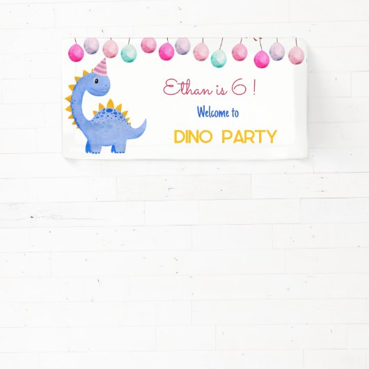 水彩ディノパーティー子供の誕生日 横断幕 (インサイチュ)