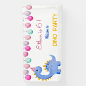 水彩ディノパーティー子供の誕生日 横断幕 (縦)