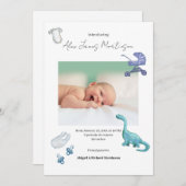 水彩ディノベビー誕生のお知らせ 案内状 (正面/裏面)