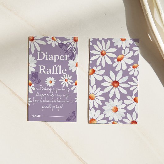 水彩デイジーと蝶おむつラッフル エンクロージャーカード