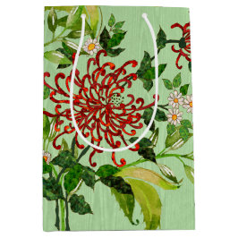 水彩デイジーと蝶v2 ミディアムペーパーバッグ