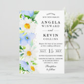 水彩デイジーと青結婚花 招待状 (スタンド正面)