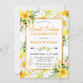 水彩デイジーと黄色の花甘い16 招待状 (正面)