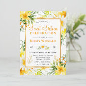 水彩デイジーと黄色の花甘い16 招待状 (スタンド正面)
