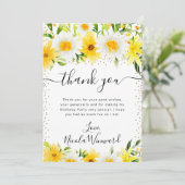 水彩デイジーと黄色の花誕生日 サンキューカード (スタンド正面)