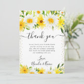 水彩デイジーと黄色結婚の花 サンキューカード (スタンド正面)