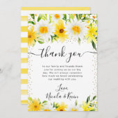 水彩デイジーと黄色結婚の花 サンキューカード (正面/裏面)