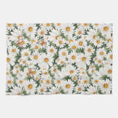 水彩デイジーと(昆虫)オオカバマダラ、モナーク蝶 キッチンタオル (横)