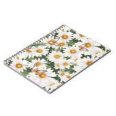 水彩デイジーと（昆虫）オオカバマダラ、モナーク蝶 ノートブック (左側)