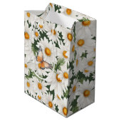 水彩デイジーと（昆虫）オオカバマダラ、モナーク蝶 ミディアムペーパーバッグ (裏面アングル)