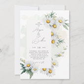 水彩デイジーの中心を外結婚れた 招待状 (正面)