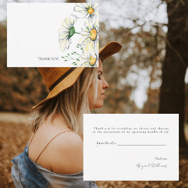 水彩デイジーウェディングシャワーありがとう サンキューカード