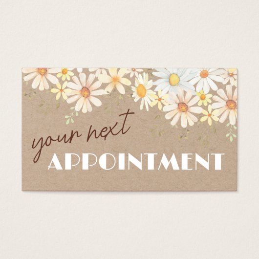 水彩デイジーオンクラフト紙アポイントメントカード (正面)