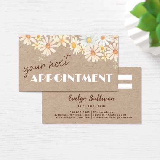 水彩デイジーオンクラフト紙アポイントメントカード (デスク)