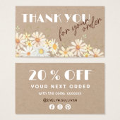 水彩デイジーオンクラフト紙割引カード (正面&裏面)