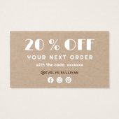 水彩デイジーオンクラフト紙割引カード (裏面)