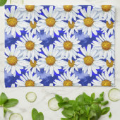 水彩デイジーオンデニムブルー キッチンタオル (折り畳み)