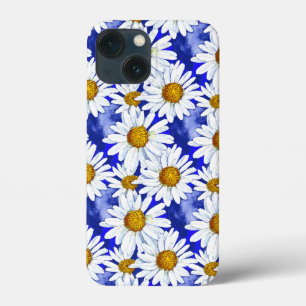 水彩デイジーオンデニムブルー iPhone 13 MINIケース