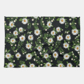 水彩デイジーオン黒 キッチンタオル (横)