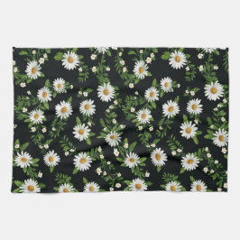 水彩デイジーオン黒 キッチンタオル
