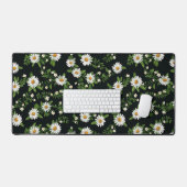 水彩デイジーオン黒 デスクマット (キーボード&マウス)