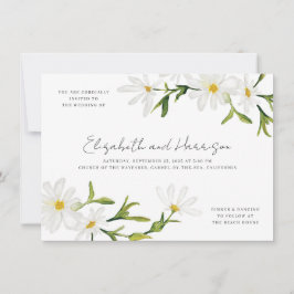 水彩デイジーカスタムフローラ結婚式招待状 招待状