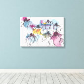 水彩デイジーキャンバス印刷 キャンバスプリント (インサイチュ (ウッドフロア))