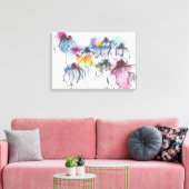 水彩デイジーキャンバス印刷 キャンバスプリント (インサイチュ (リビング))