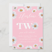 水彩デイジーツーガールの2回目の誕生日 招待状 (正面)