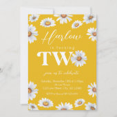 水彩デイジーツーガールの2回目の誕生日 招待状 (正面)