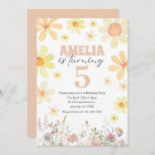 水彩デイジーデザートサンド誕生日招待状 招待状 (正面/裏面)