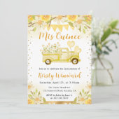 水彩デイジートラックと花キンセアニェラ 招待状 (スタンド正面)